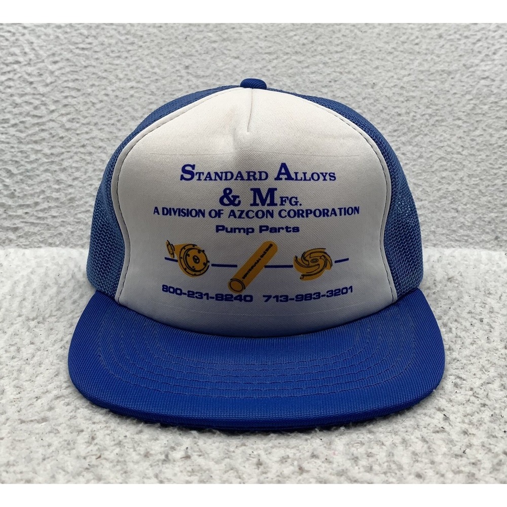 VTG Youngan Standard Alloys & MFG.‎ Trucker Hat Mens Snapback Blue White Azcon